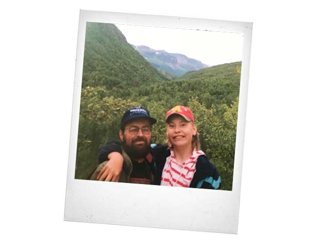 Isän kanssa Norjassa 90-luvun alussa.